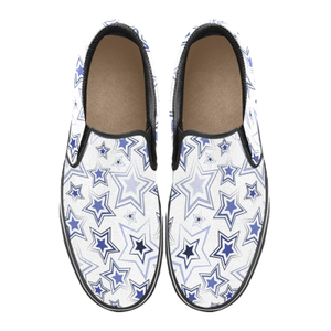 Blue Stars Print Canvas Slipon Shoe 0100 black man woman