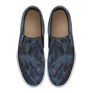 Dark Navy Print Canvas Slipon Shoe 0100 black man woman