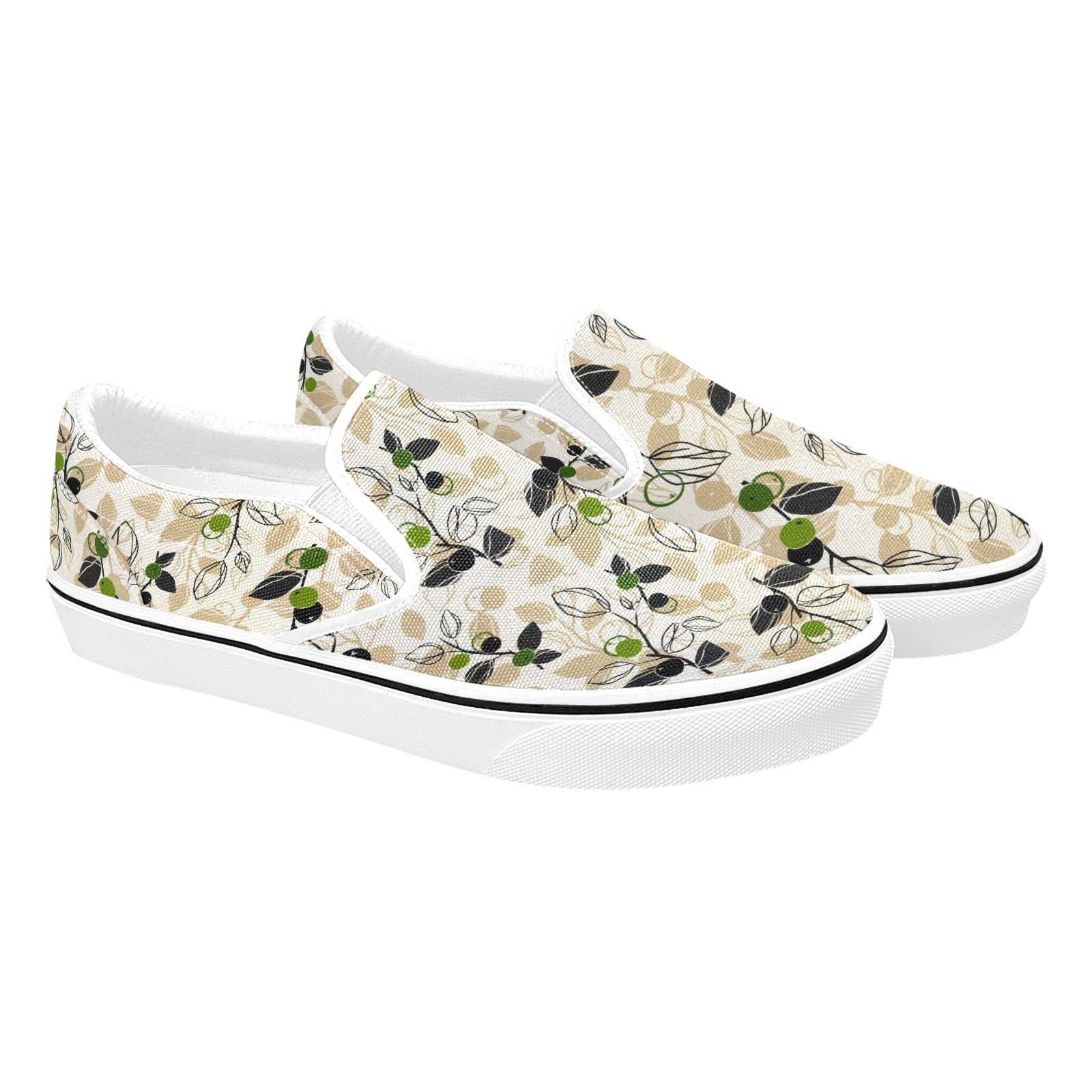 Green Grain Print Canvas Slipon Shoe 0100 white man woman