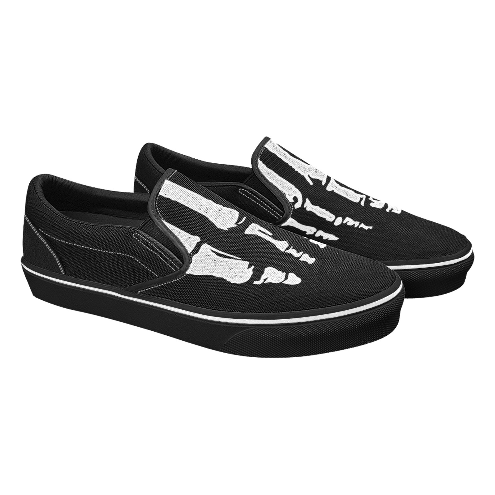 Finger Bones Print Canvas Slipon Shoe 0100 black man woman