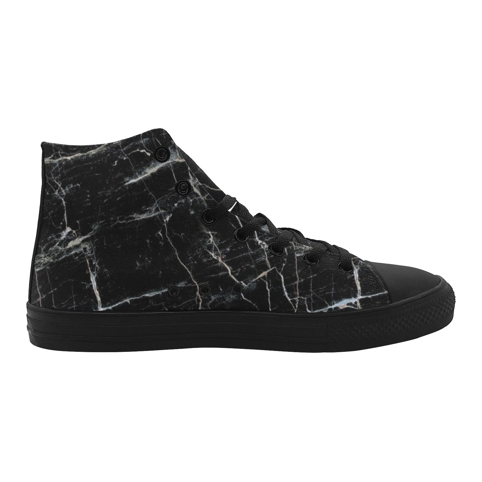 Black Skin Marble Printing Canvas Shoe 0170 Black Mans Womans